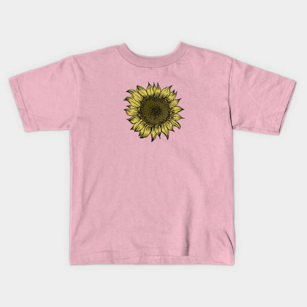 Vintage Hand drawn Sunflower Kids T-Shirt by novabee